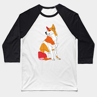 Shiba Inu Line Art Baseball T-Shirt